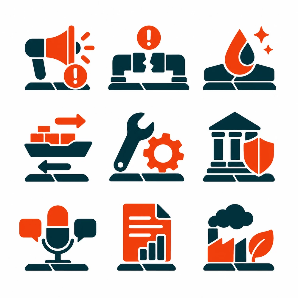 TAQA icon set — refining and transport