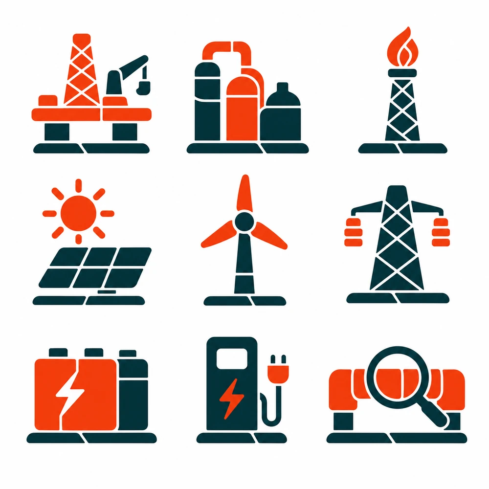 TAQA icon set — data and reporting