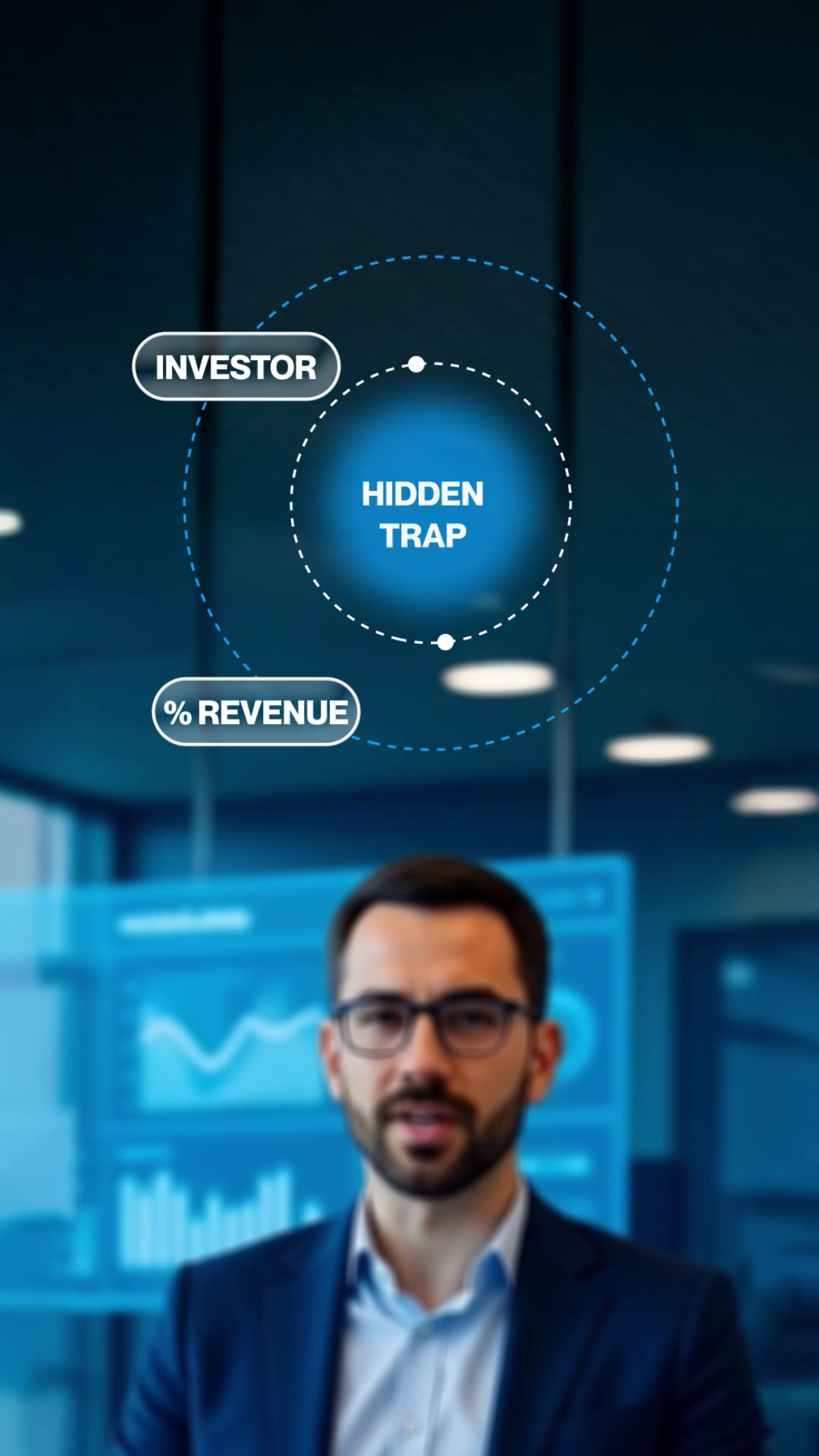 A frame from OMAR — AI Business Explainer at 00:22, the virtual consultant created for Business Wheel